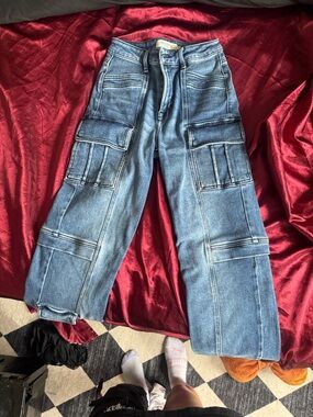 Women’s Blue Cargo Denim Jeans - hidden jeans